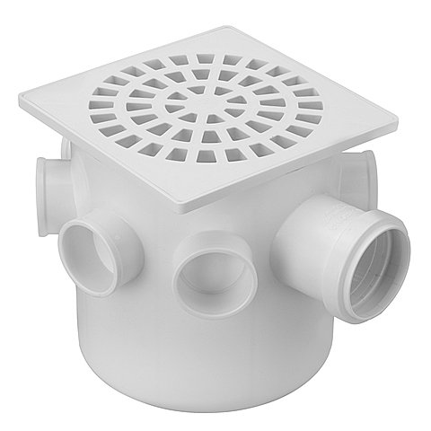 CAIXA SIFONADA QUADRADA BRANCA COM SETE ENTRADAS